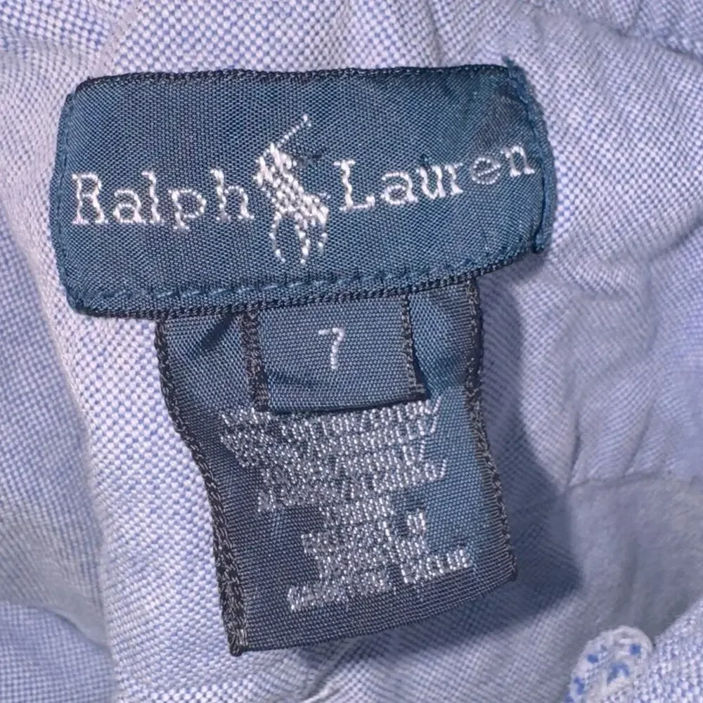 Boys Ralph Lauren Long Sleeve Button Down Long Sleeve Cotton Shirt Blue size 7